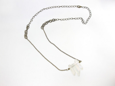 Antique Brass Lithium Quartz Necklace